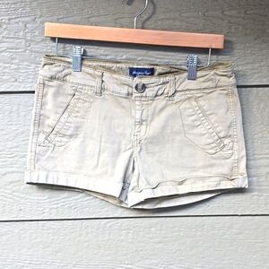 American Eagle Stretch khaki shorts cuffed trim  midi 4 low rise